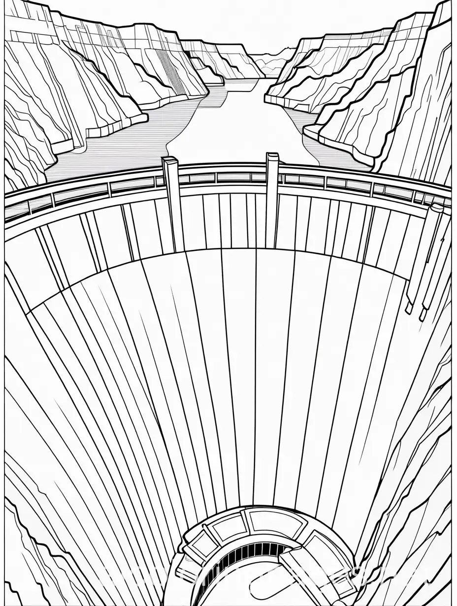 Hoover-Dam-Coloring-Page-Simple-Black-and-White-Line-Art