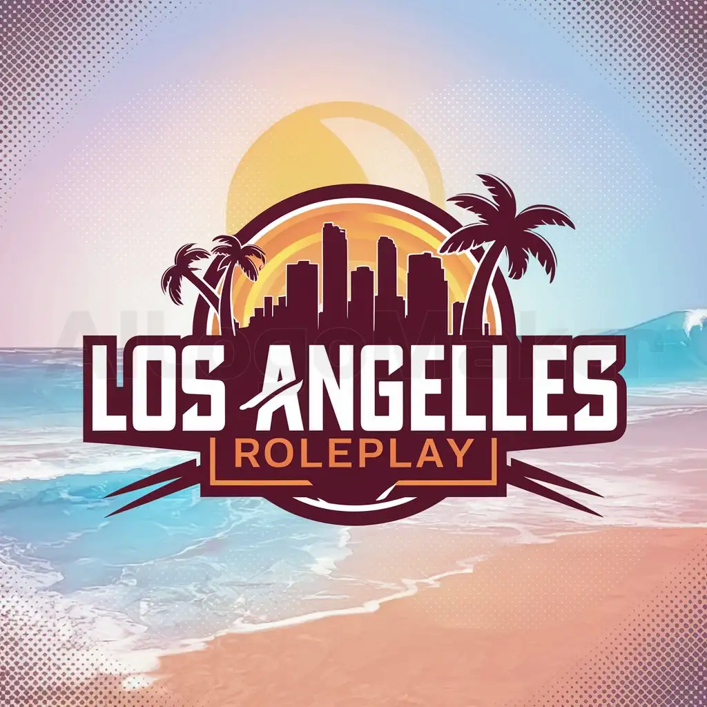 LOGO-Design-for-Los-Angeles-Roleplay-Vibrant-Cityscape-with-Palms-and-Beaches