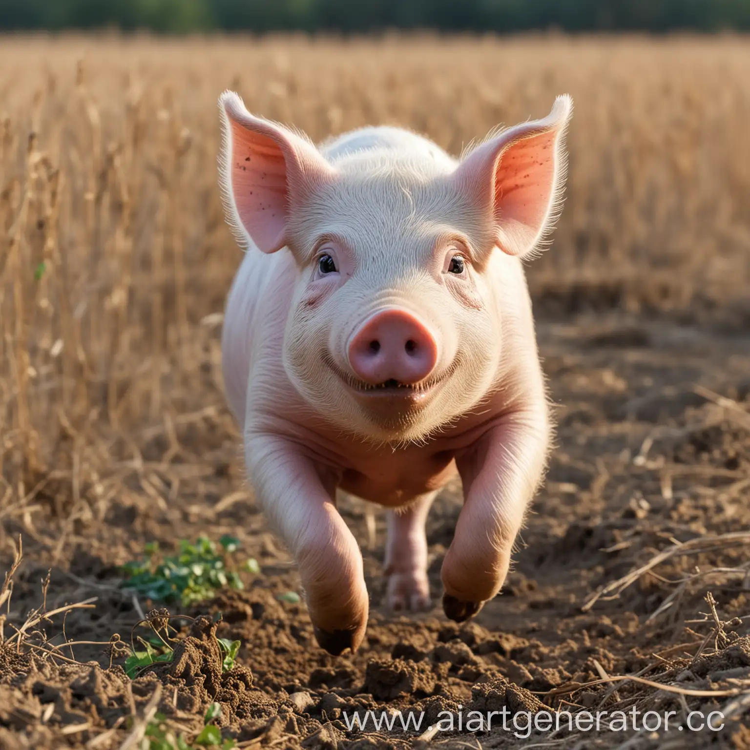 Cheerful-Piglet-Running-Through-a-Field