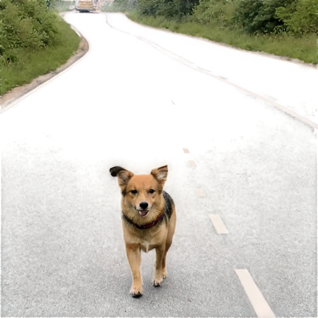 dog on a road