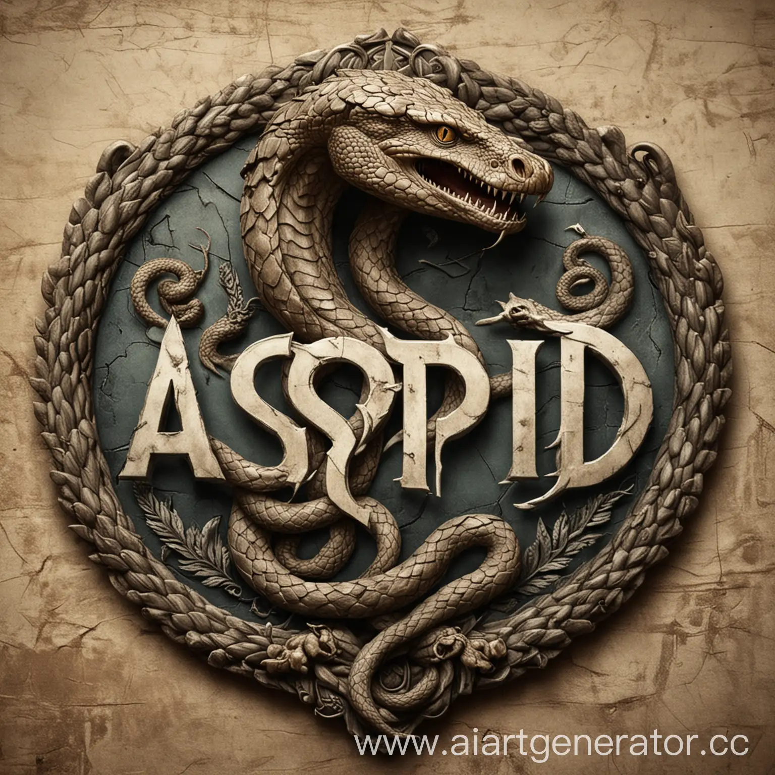 Эмблема с змеёй и с названием "Aspid"