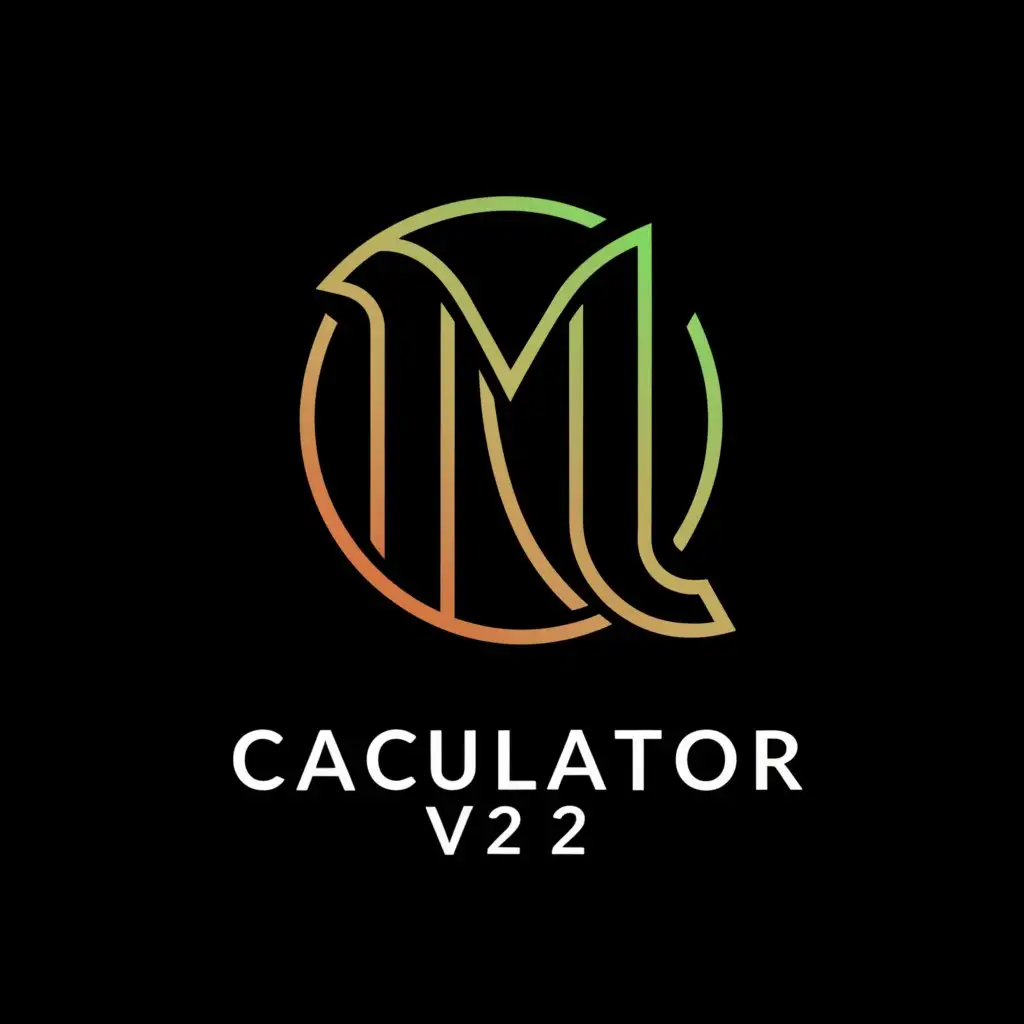 a logo design,with the text "Calculator V2", main symbol:Design a sleek and modern circular logo with a deep black background. Inside the circle, feature a large, elegant letter 'M' in a stylish, artistic font that stands out prominently. Below the circle, include the text 'Calculator V2' in a refined, minimalist font, ensuring it complements the design of the 'M'. The overall aesthetic should be professional, sophisticated, and visually striking.,Moderate,clear background