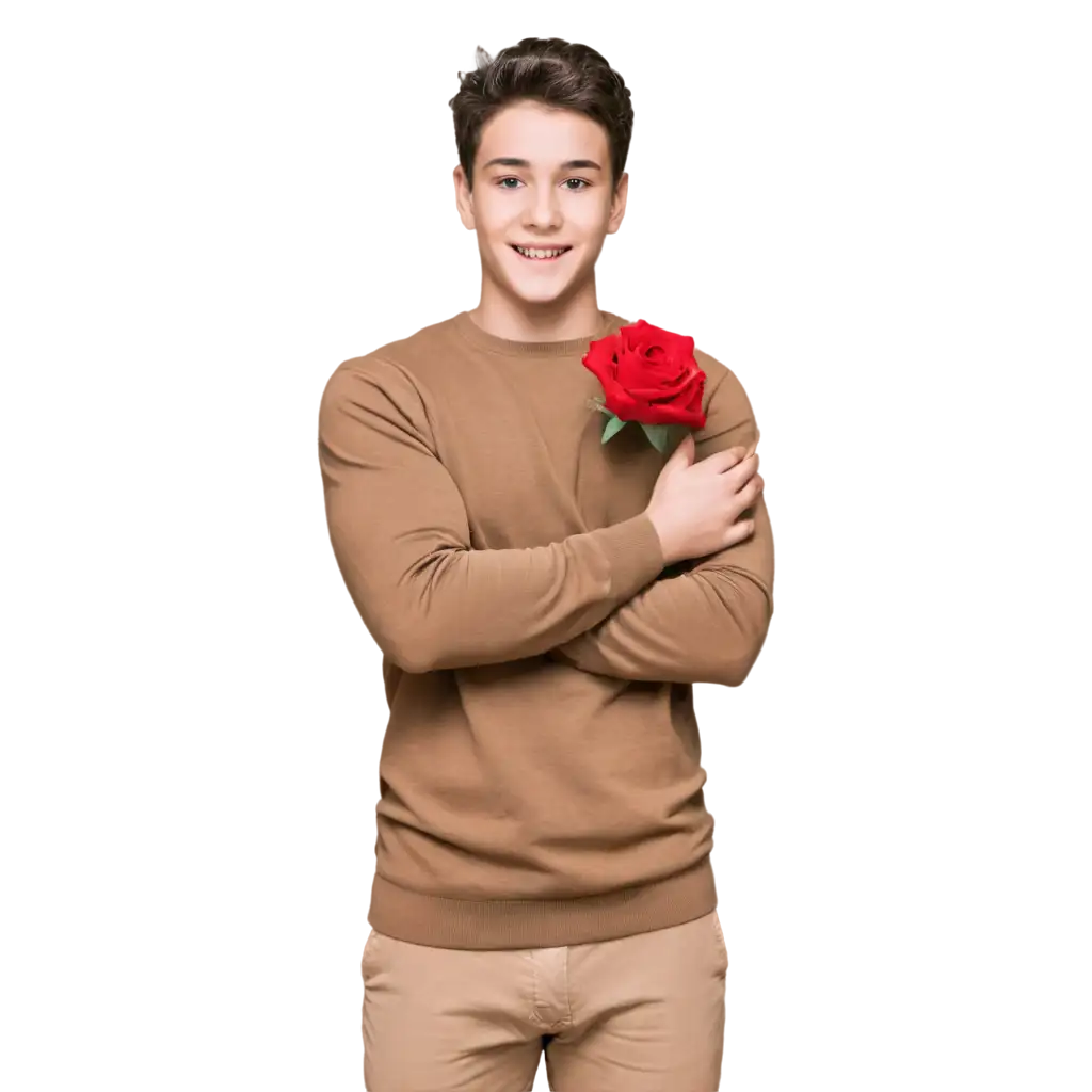 Adorable-PNG-Image-of-a-Boy-Holding-a-Rose-Enhance-Your-Designs-with-HighQuality-Graphics