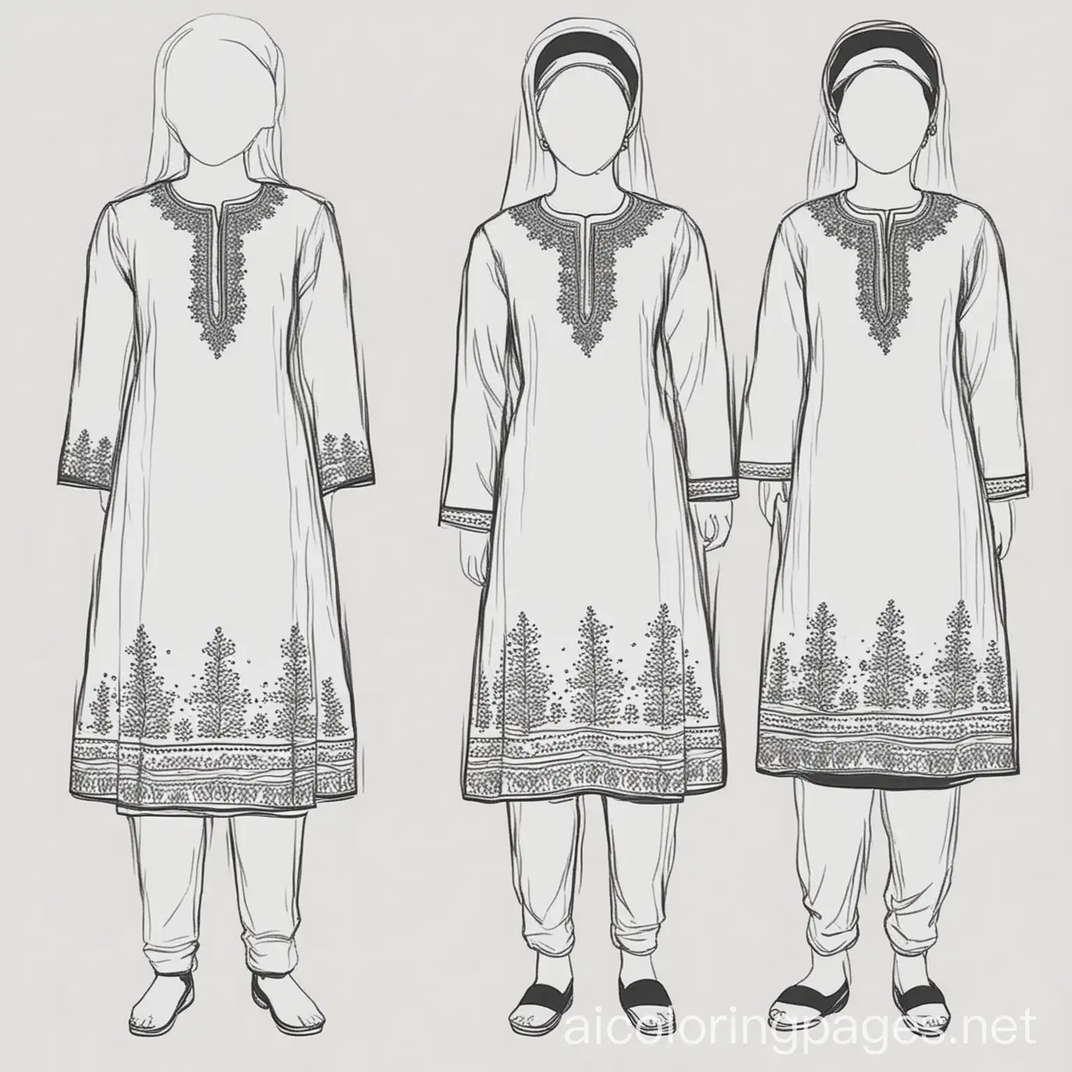 Indian-and-Pakistani-Dress-Coloring-Page-Simplicity-with-Ample-White-Space