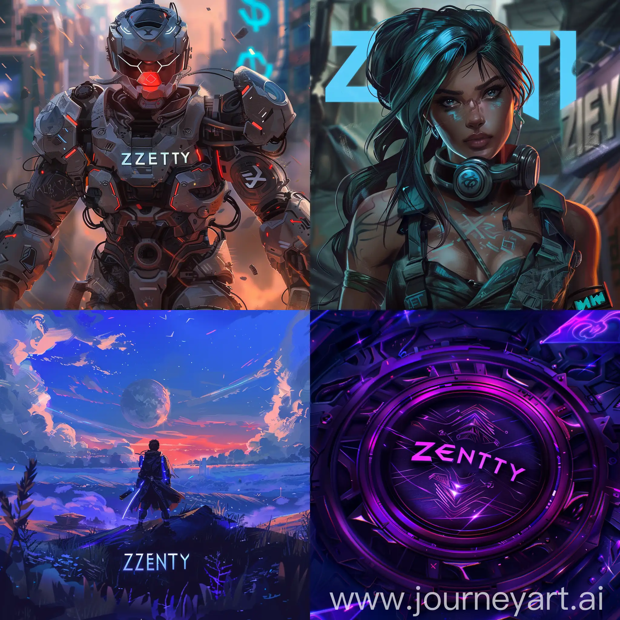 zentry is a gaming platform, make an art for it and write $ZENT on the art, detailed, hd