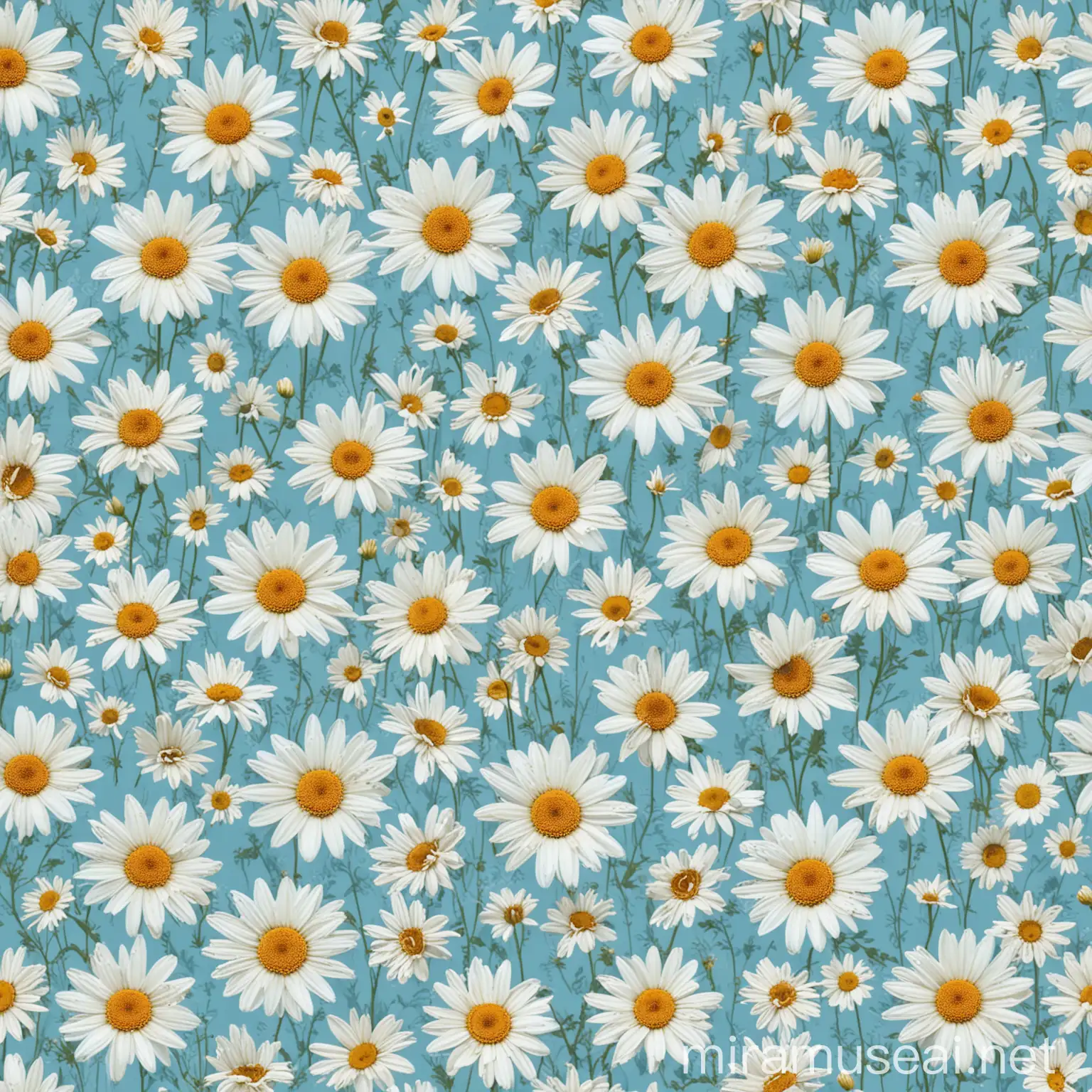 Delicate Daisies in Serene Light Blue Background