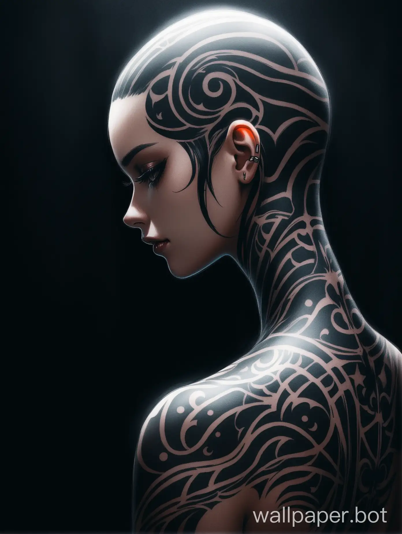 A Tattoo with open head   ,  dark atmosphere,   