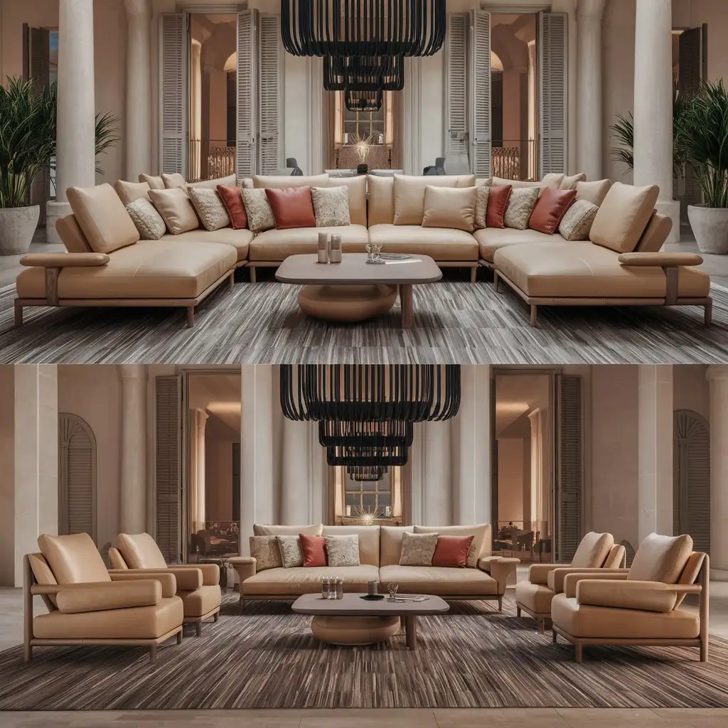 Luxury Geometric Sicily Living Room with MultiFunctional Features