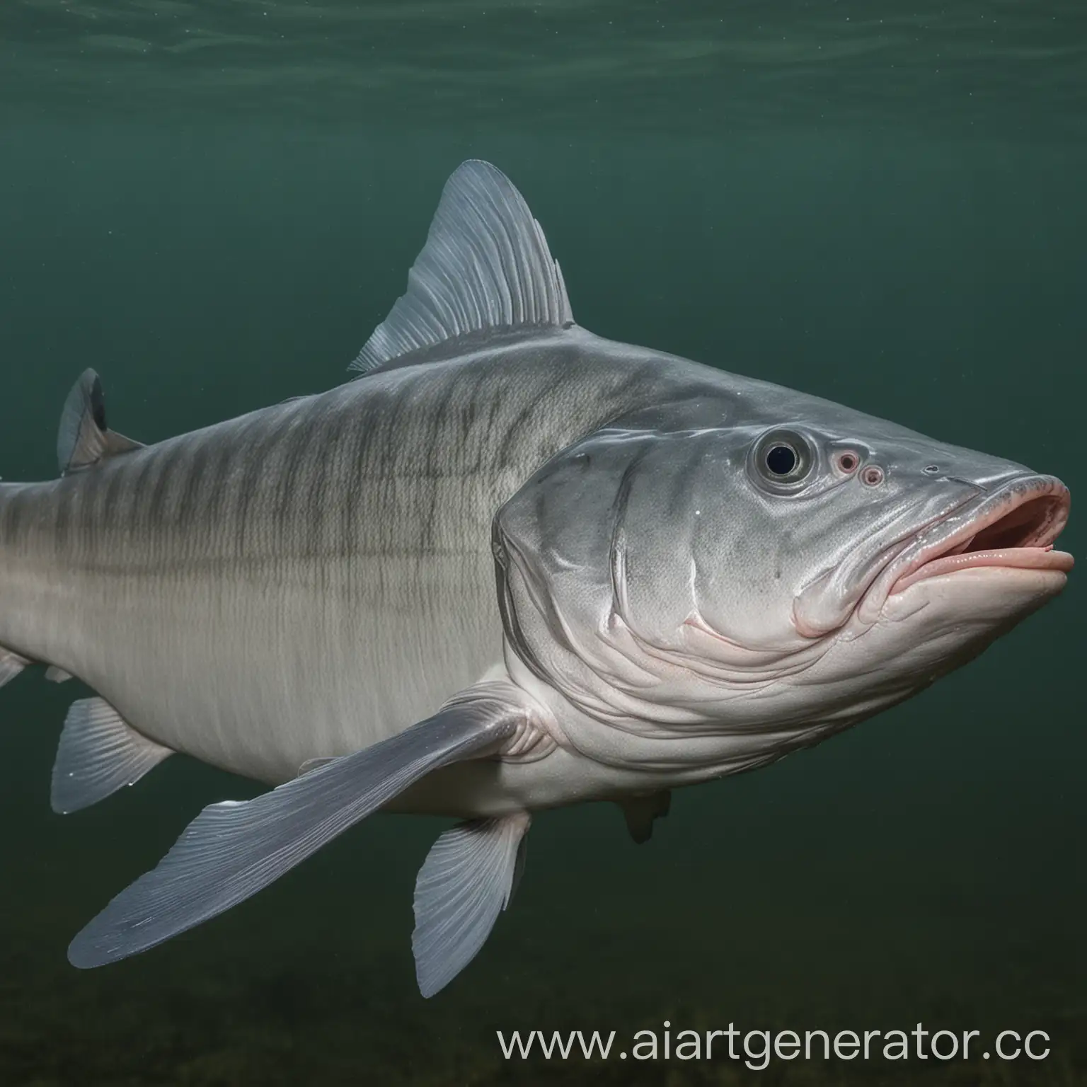 Blue-Catfish-Swimming-in-Aquatic-Habitat