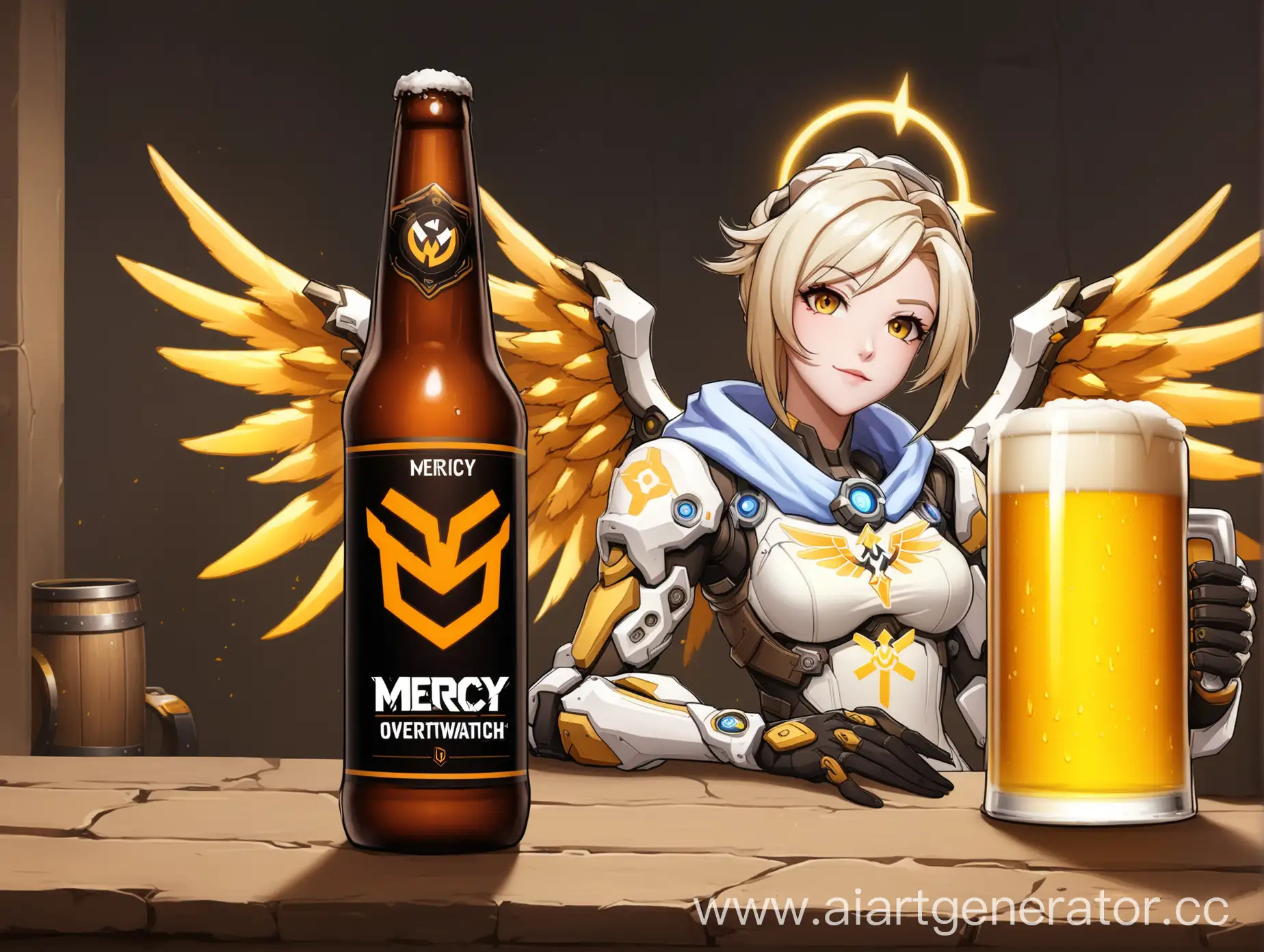 Mercy-Overwatch-Enjoying-Beer-Digital-Art-Illustration-of-a-Relaxing-Moment