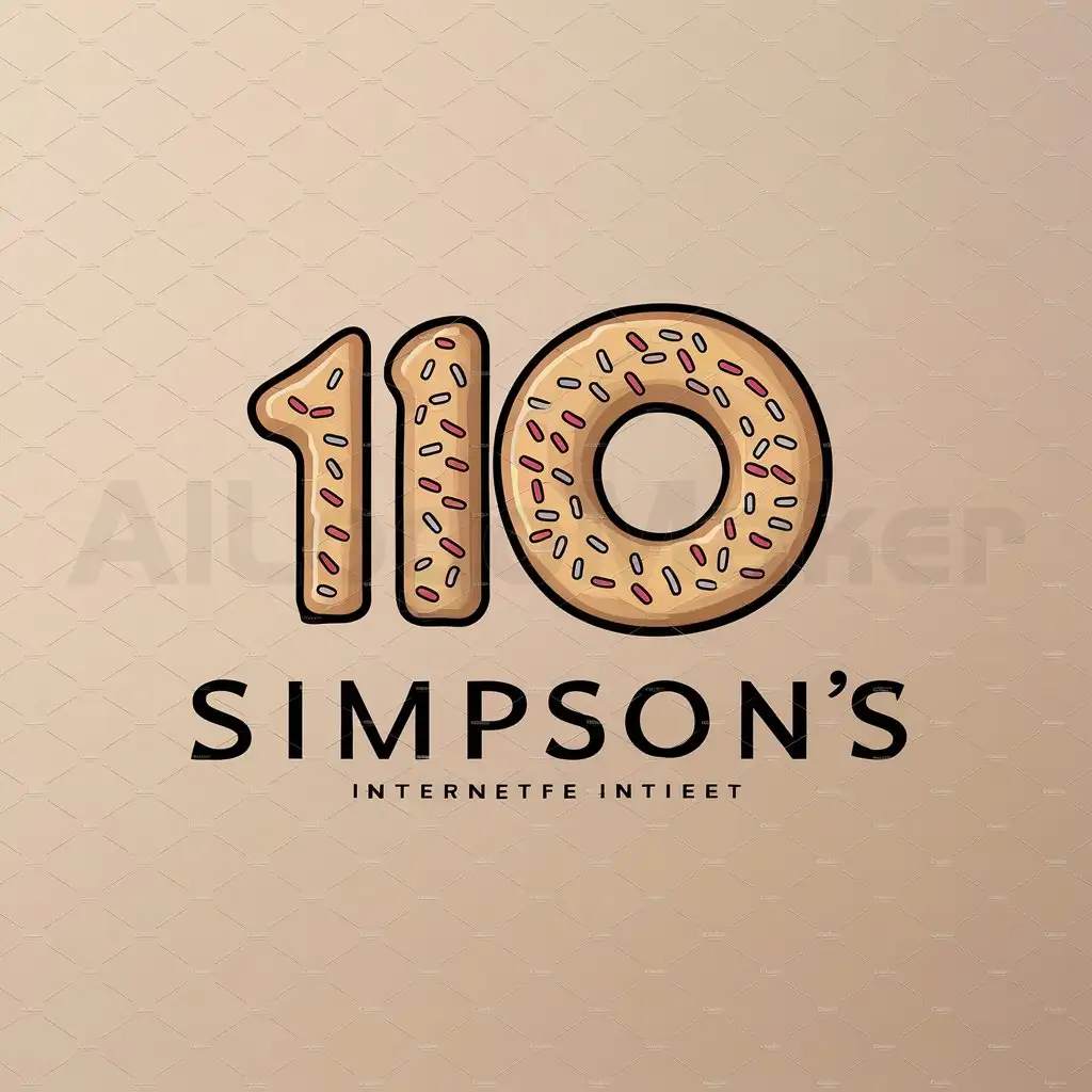 a logo design,with the text "Simpsons", main symbol:Write the number 10 in Simpson's donuts,Moderate,be used in Internet industry,clear background