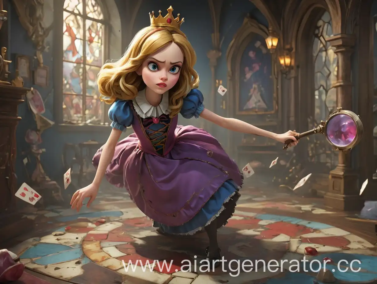 Alice in the Crooked Looking Glass game, Alice fights against the evil queen