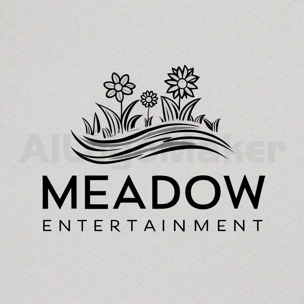a logo design,with the text "Meadow Entertainment", main symbol:Meadow with flowers ,complex,be used in Others industry,clear background