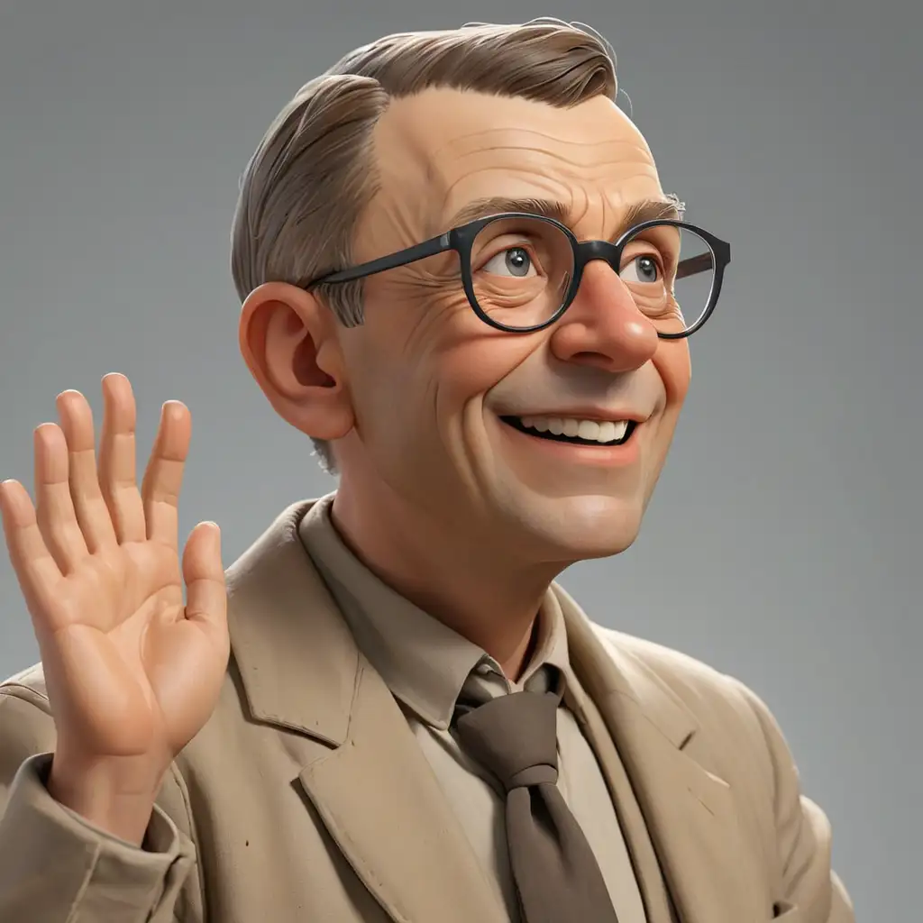 JeanPaul Sartre Smiles in Profile Realism 3D Animation