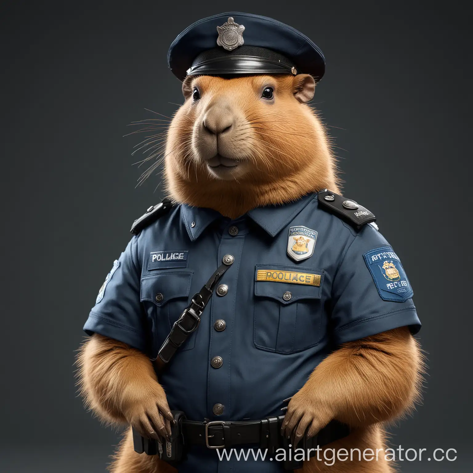 Реалистичная капибара полицейский в полицейской форме