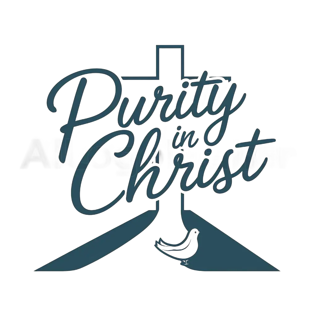 a logo design,with the text "PURITY IN CHRIST", main symbol:CROSS, PATHWAY, DOVE,Moderate,clear background