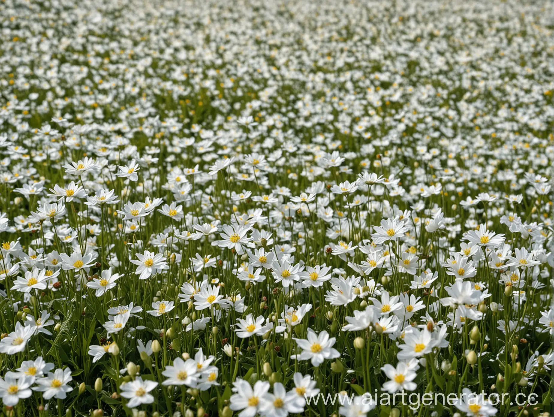 CloseUp-View-of-Stunning-SnowWhite-Meadow-Flowers