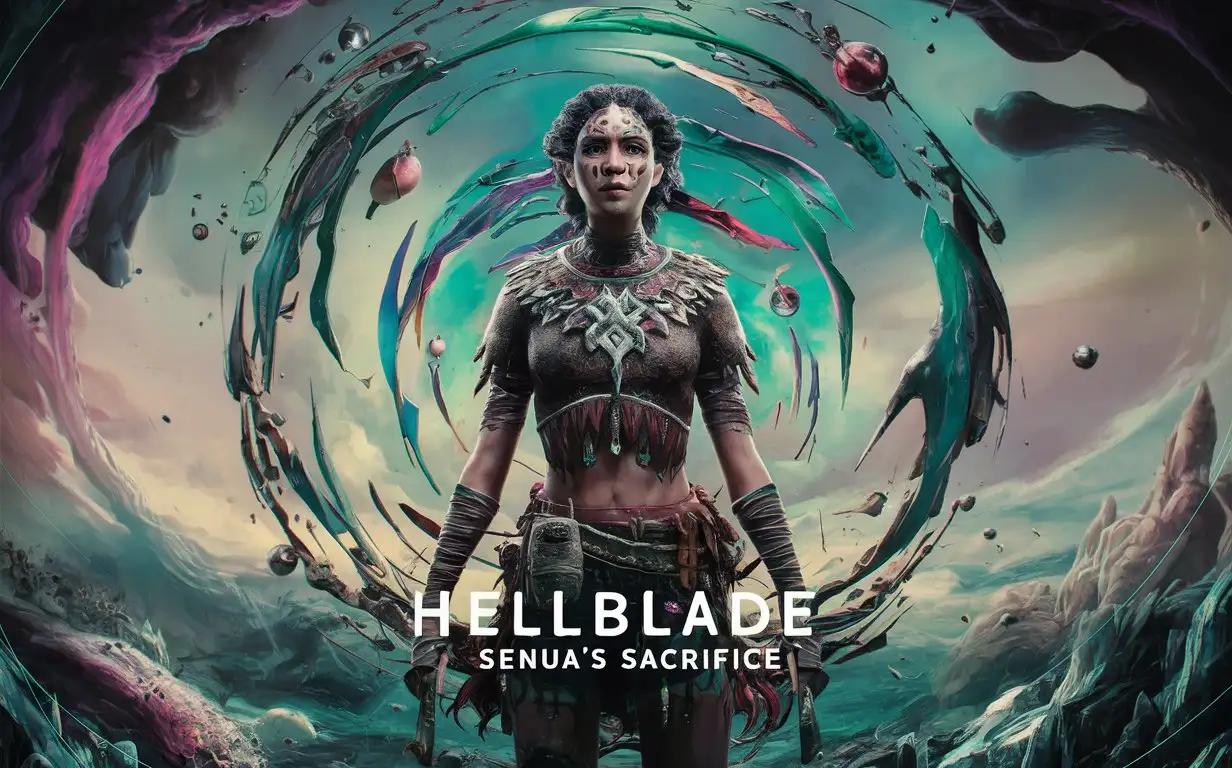An attractive colorful preview for a stream of the game Hellblade - Senua's Sacrifice with the inscription Hellblade - Senua's Sacrifice