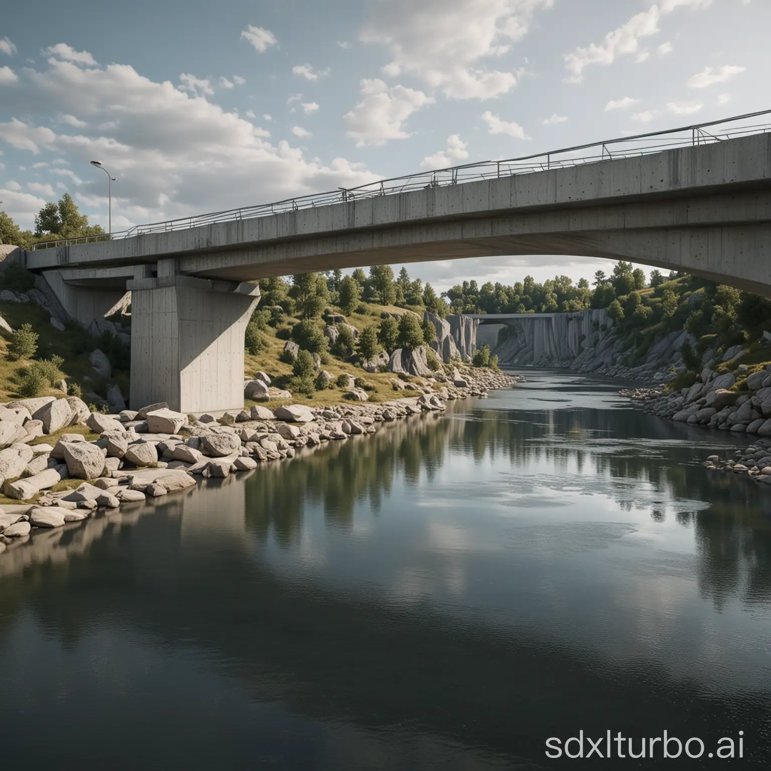 concrete bridge,modern,highly detailed,Architectural photography,4k,architectural visualization