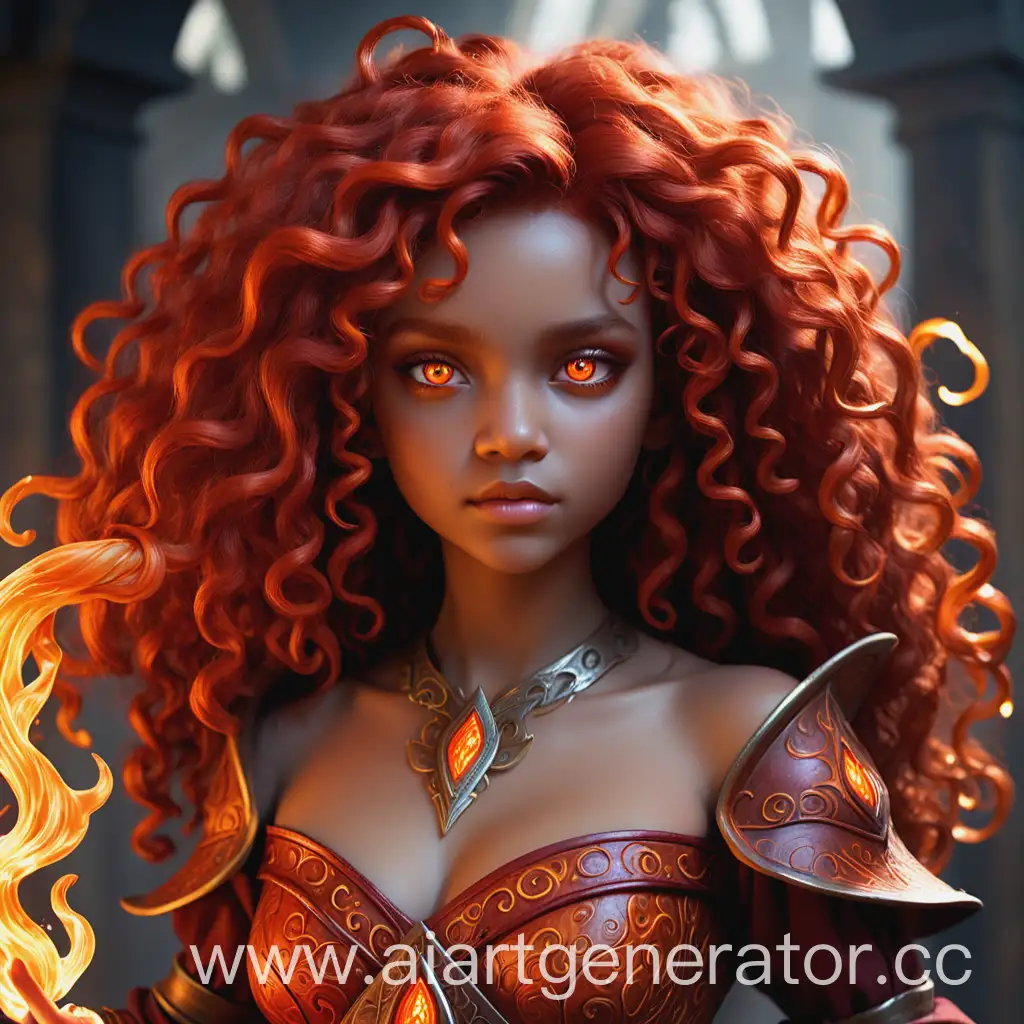 Flamboyant-RedHaired-Sorceress-Petite-Graceful-Nemeia-in-Elegant-Flamepatterned-Attire