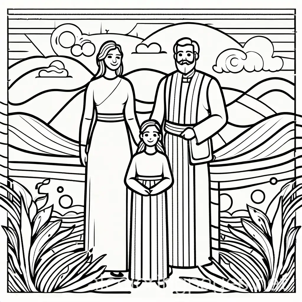Family-Coloring-Page-Mother-Father-and-Daughter-Line-Art