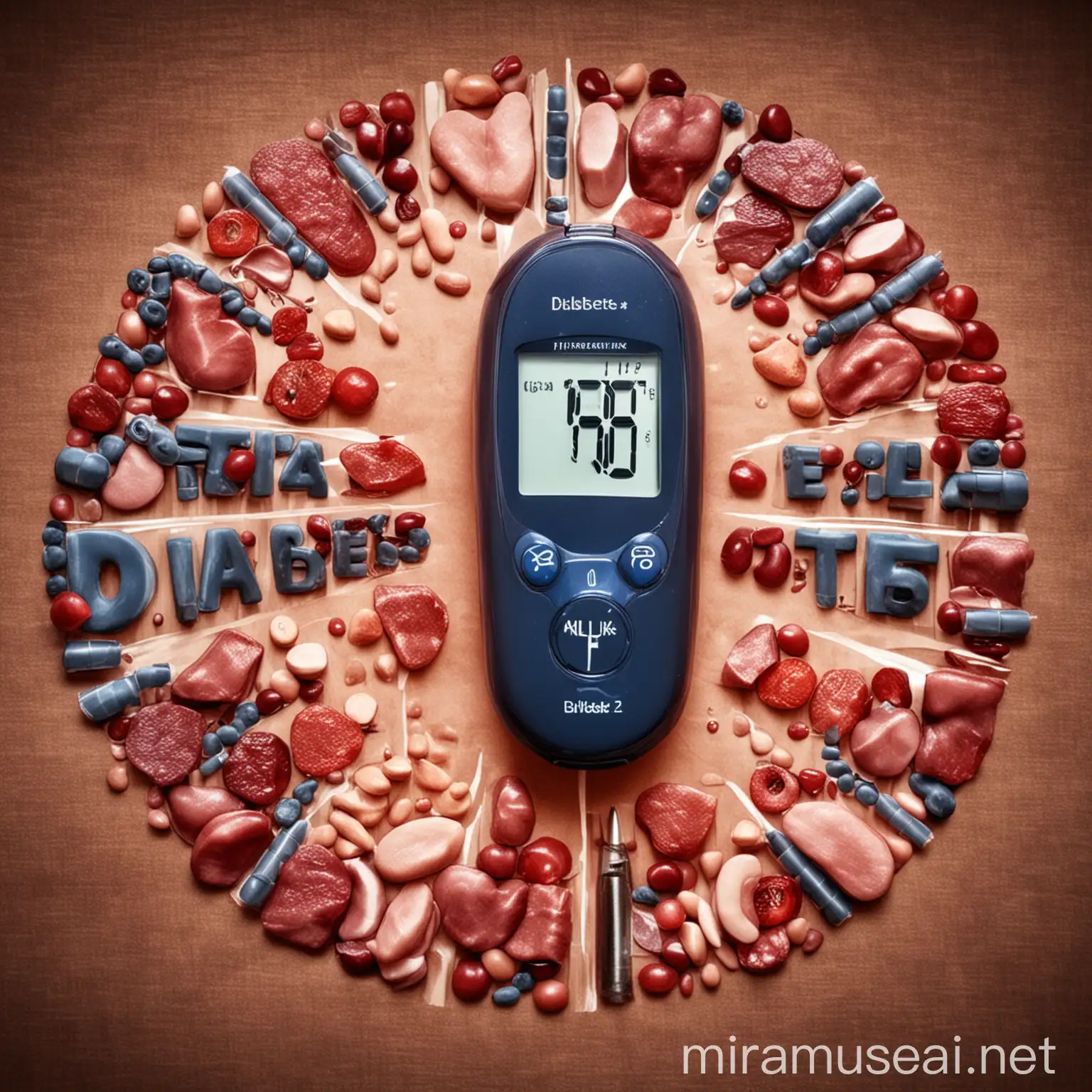 Illustration of Diabetes Complications Impact on Organs and Health