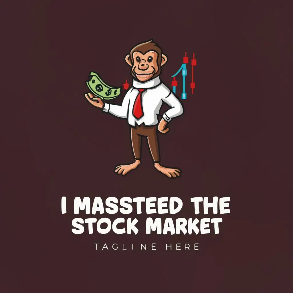 a logo design,with the text "I mastered the stock market", main symbol:business man, monkey, evolution backwards,Moderate,be used in Others industry,clear background