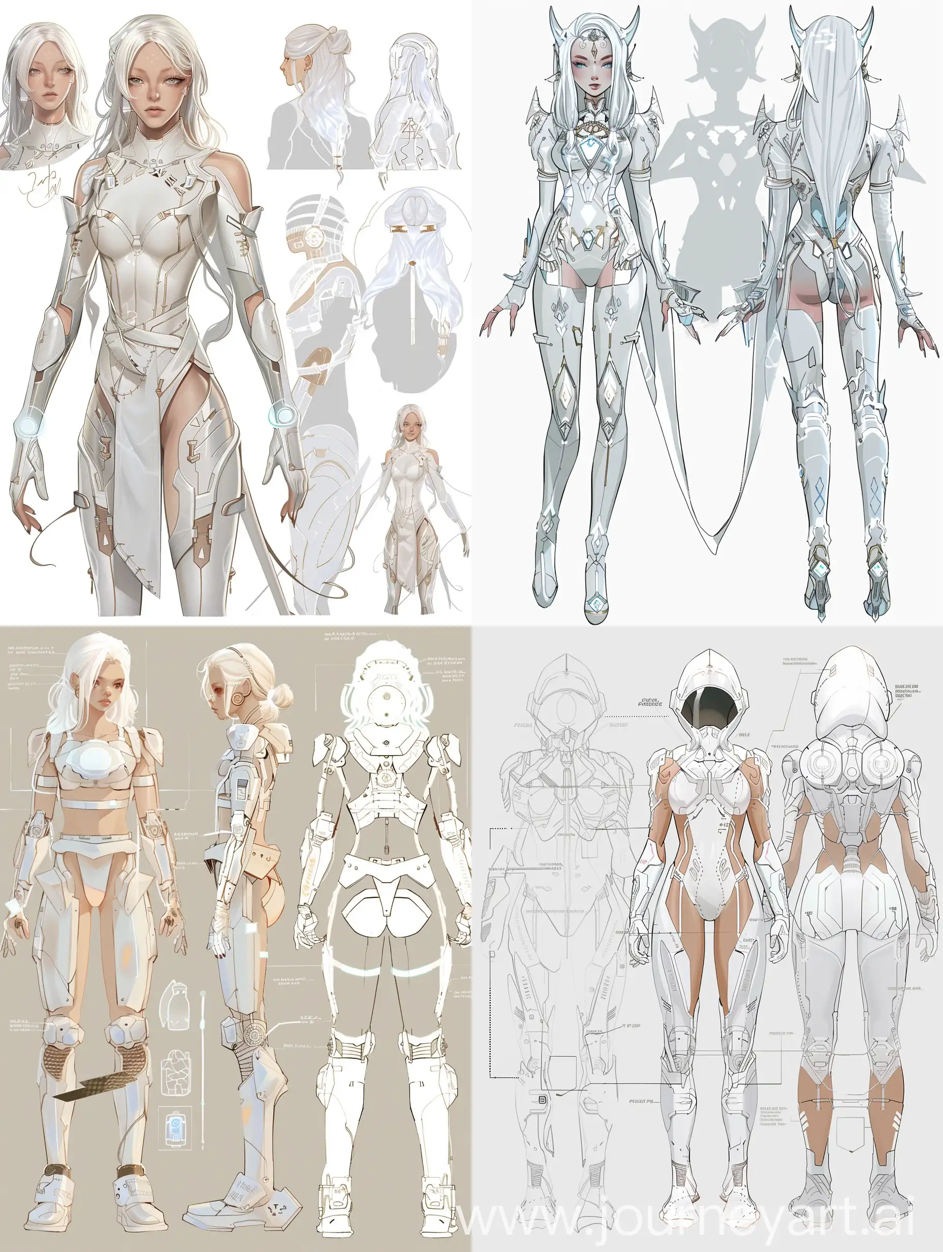 adoptable character sheet, anime, cybercore design woman, ethereal, white