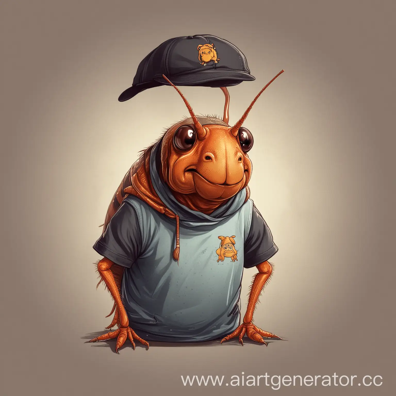 Friendly-Cartoon-Cockroach-in-Cap-and-TShirt-Illustration