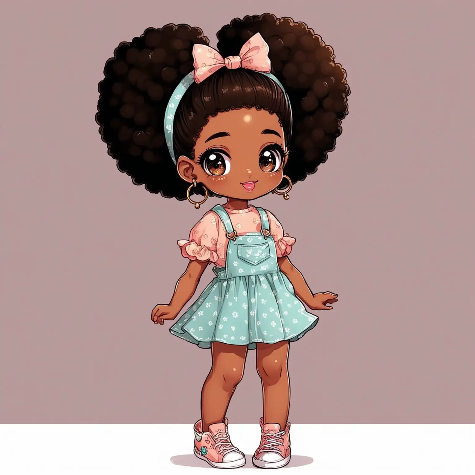 Little Melanin Girl with Afro Puffs in a Cute Outfit
