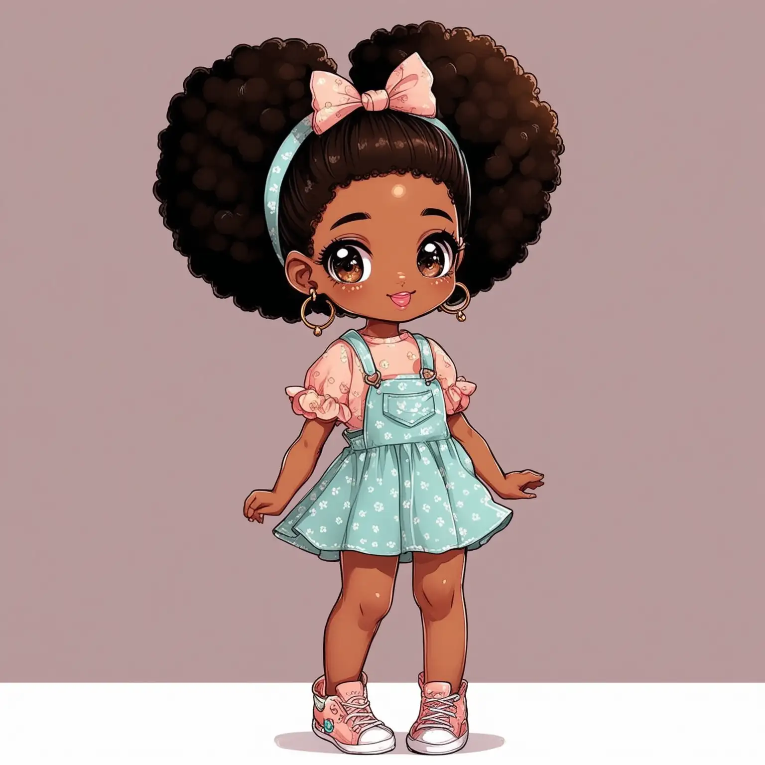 little melanin girl with afro puffs in a cute outfit