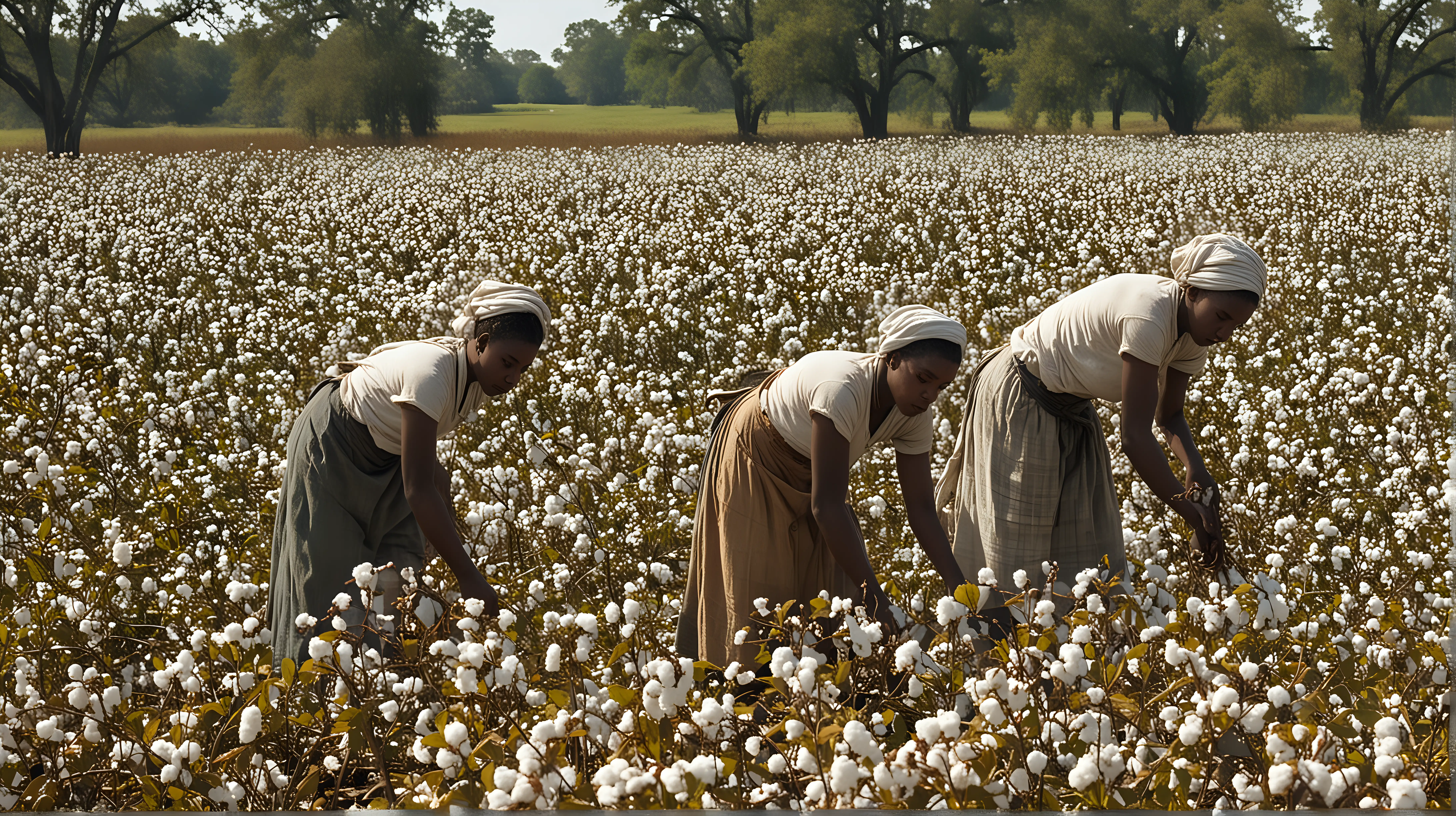 Historical Scene Cotton Picking Slaves in 19th Century Louisiana
