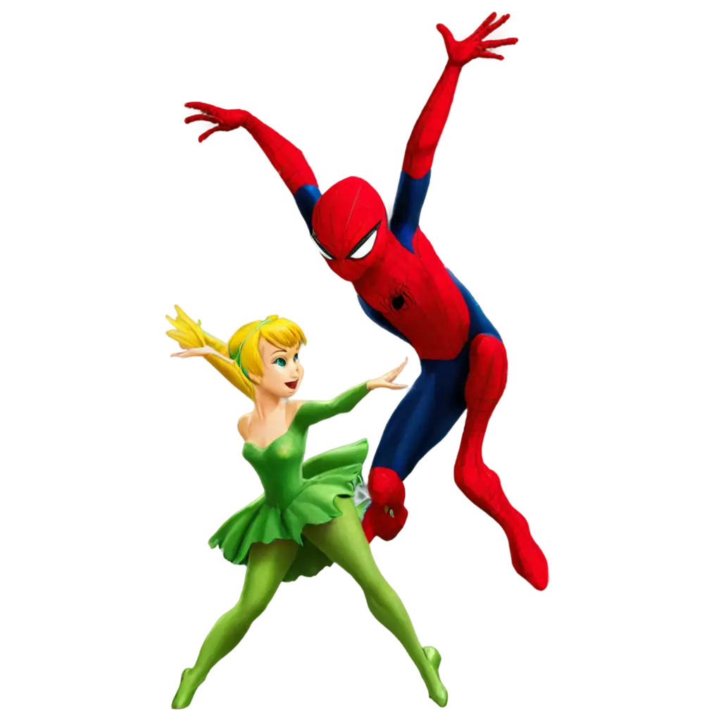 Tinkerbell and Spiderman having a dance
