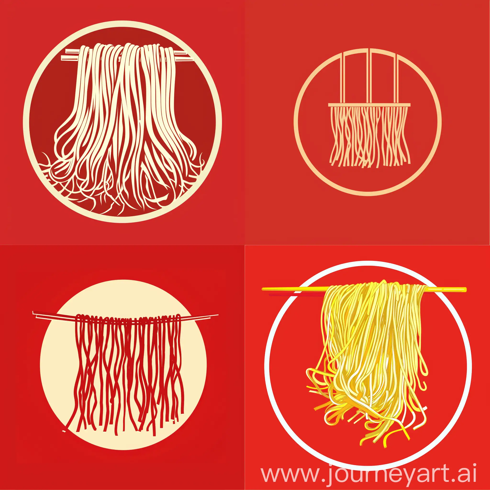 Circular-Logo-Design-with-Hanging-Chinese-Noodles-on-Red-Background