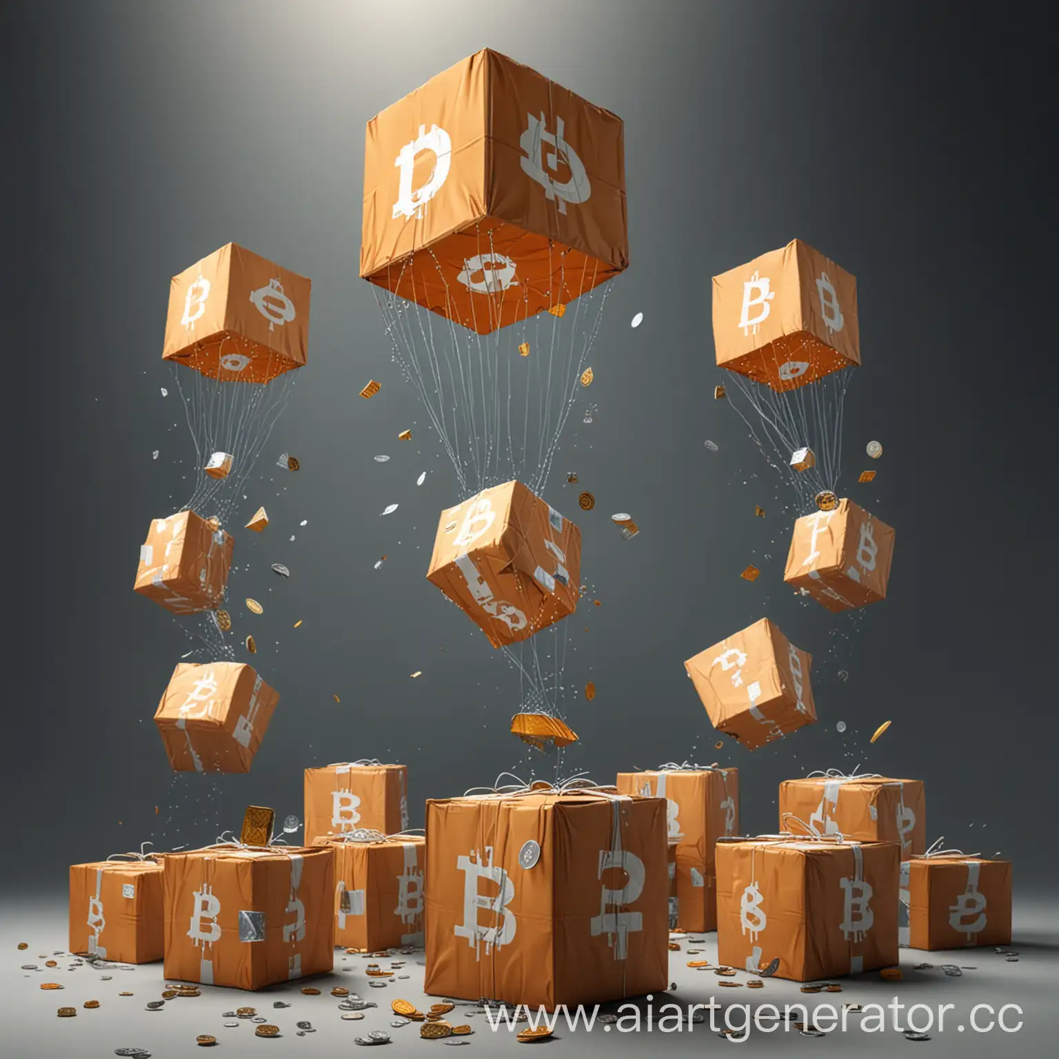 Cryptocurrency-Parachute-Drop-Digital-Assets-Descend-in-Box-Form