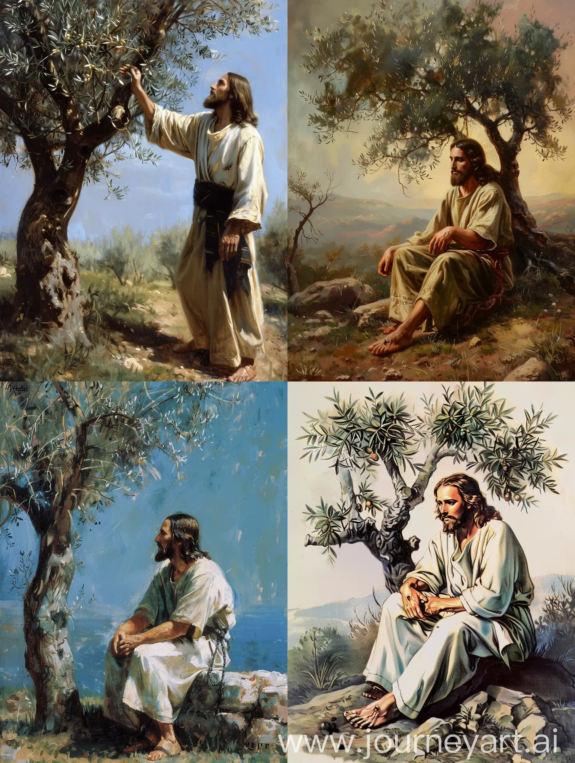 Jesus by the olive tree