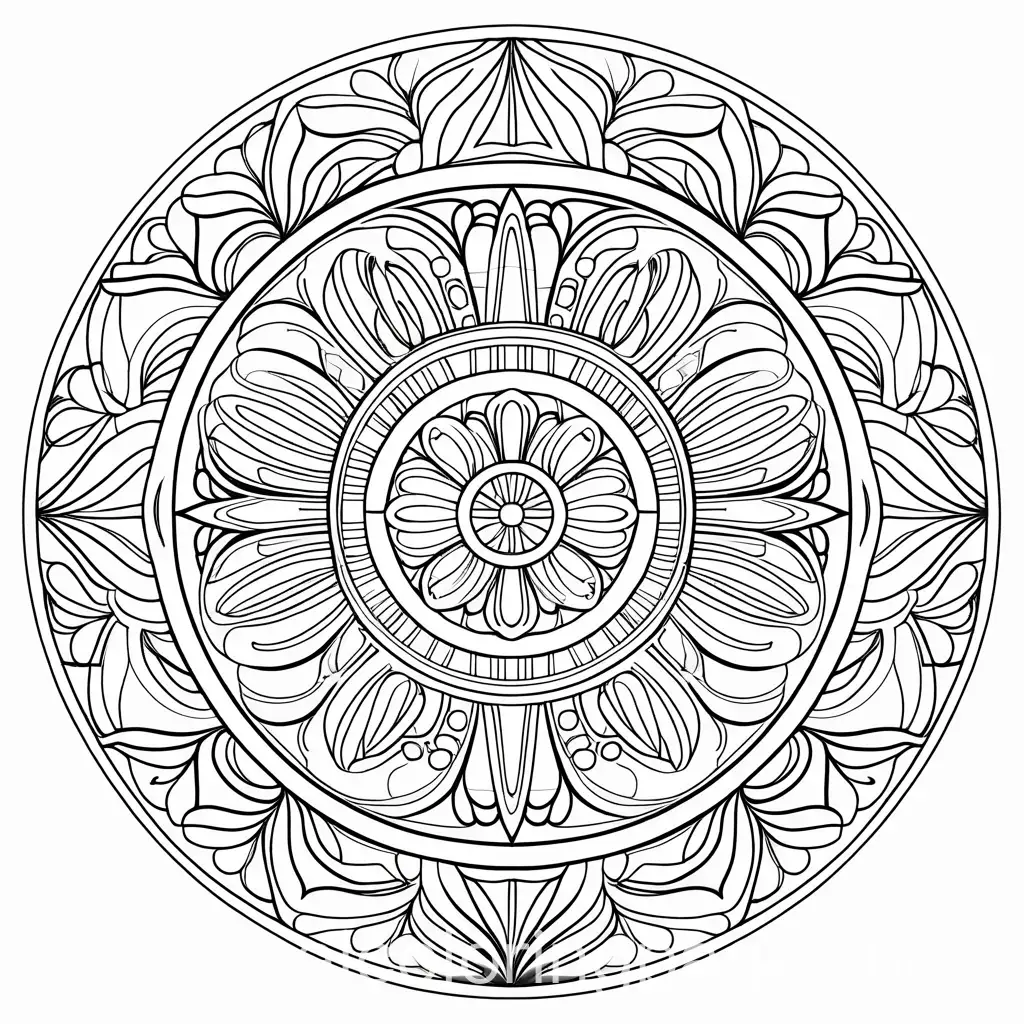 Simple-Mandala-Coloring-Page-Black-and-White-Line-Art-on-White-Background