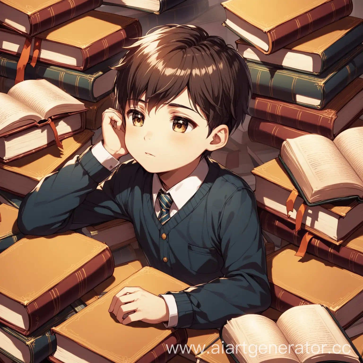 Contemplative-Boy-Immersed-in-Reading-Books