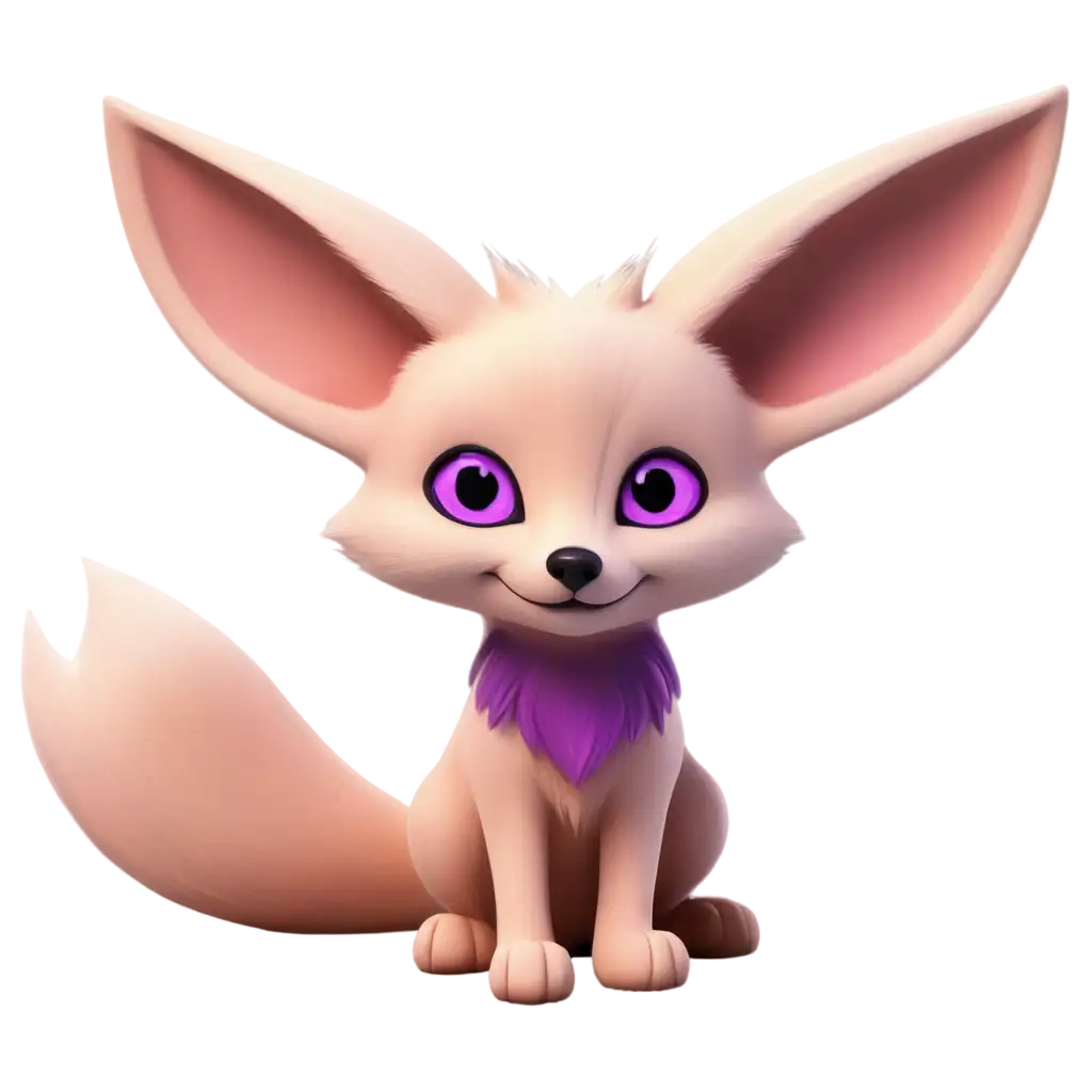 Adorable Pink Cartoon Fennec Fox with Purple Eyes PNG Create ...