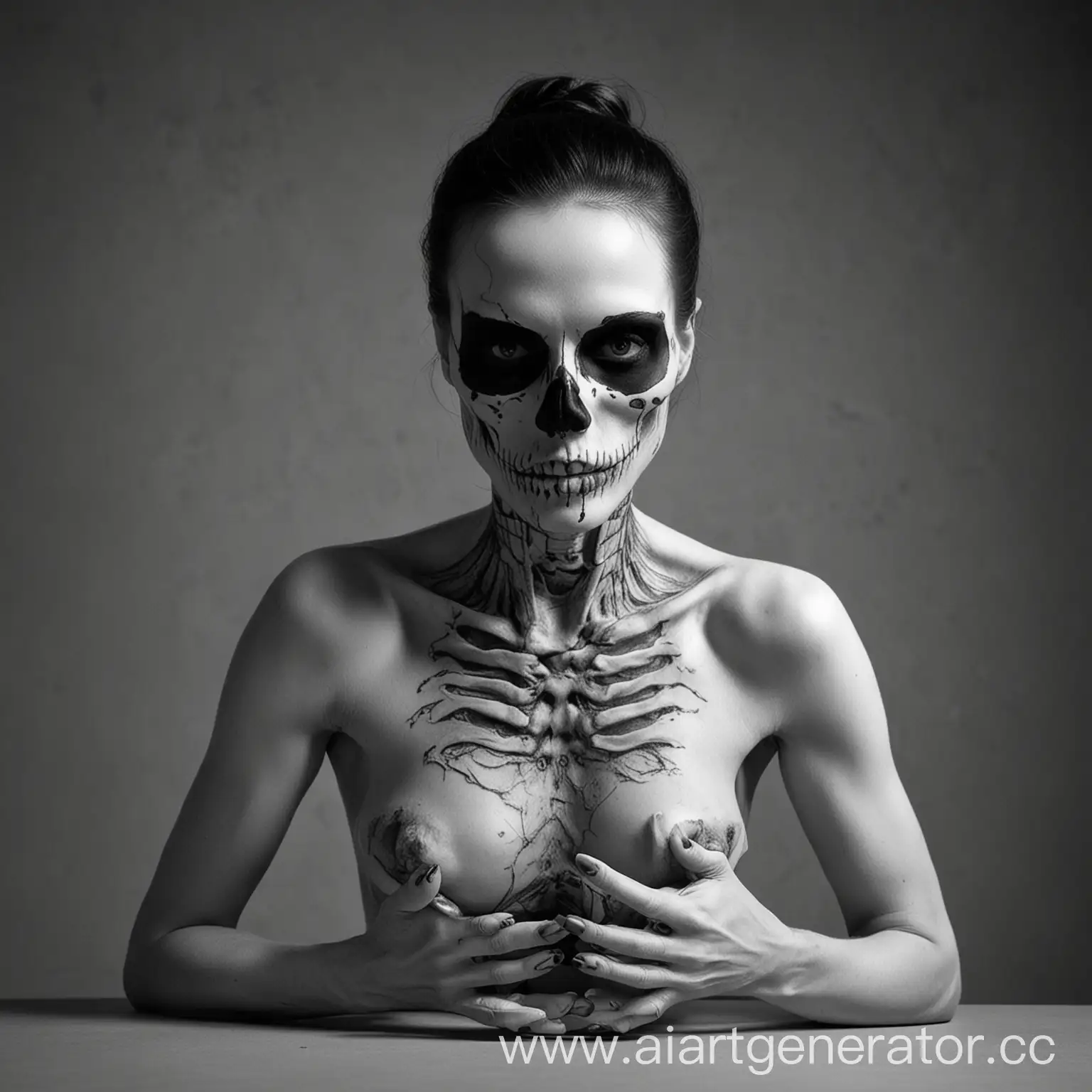 Mortal-Tango-Skull-Body-Model-in-Black-and-White