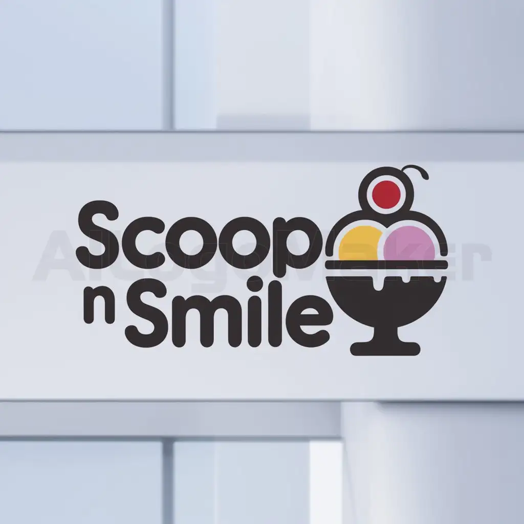 a logo design,with the text "Scoop N Smile", main symbol:ice cream sundae,Moderate,clear background