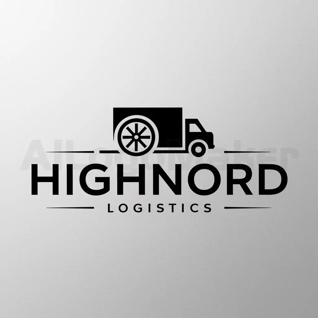 a logo design,with the text "HighNord", main symbol:logo for a logistics company. Includes the name 'HighNord'. Includes Wheel Imprint and Truck.,Minimalistic,be used in Travel industry,clear background