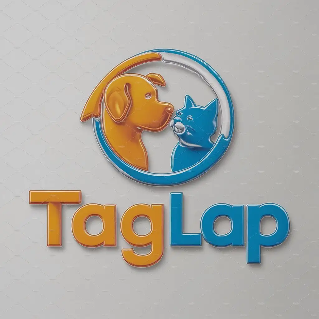 a logo design,with the text "TAGLAP", main symbol:3d bubble style. The logo should embody the essence of both dogs and cats, as they are the primary animals associated with my brand. bright color,Moderate,clear background