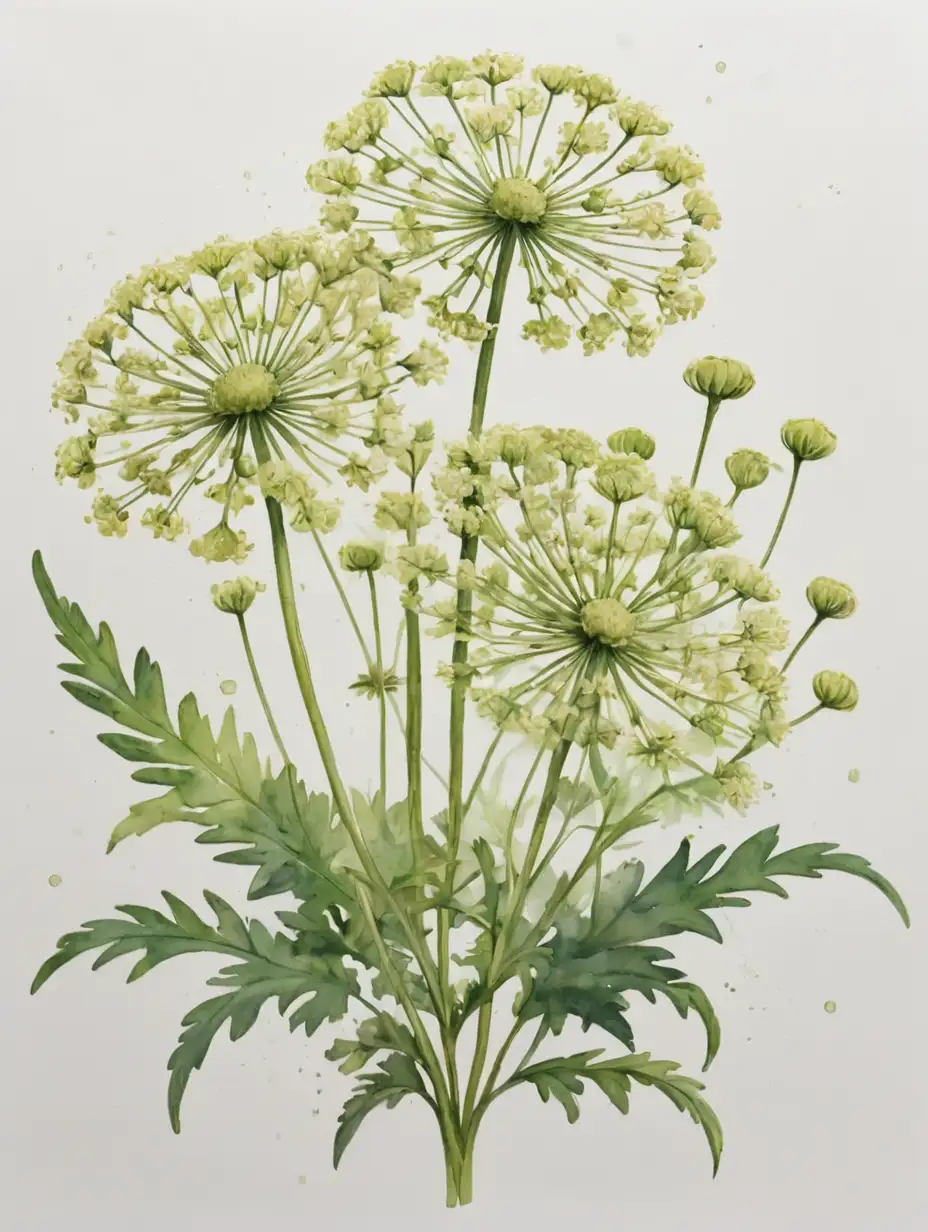 watercolor, Ammi flower on a white background