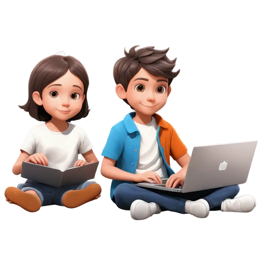 programmer children illustration sitting 
