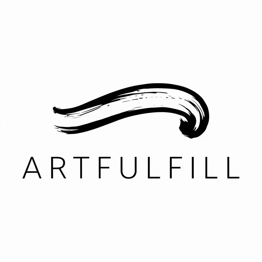 a logo design,with the text "ArtFulfill", main symbol:brush stroke,Minimalistic,clear background