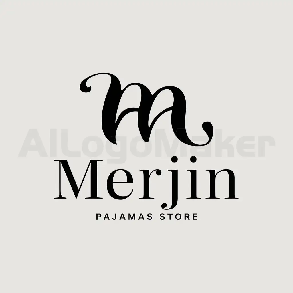 a logo design,with the text "Merjin", main symbol:For a pijamas store,Moderate,be used in Retail industry,clear background