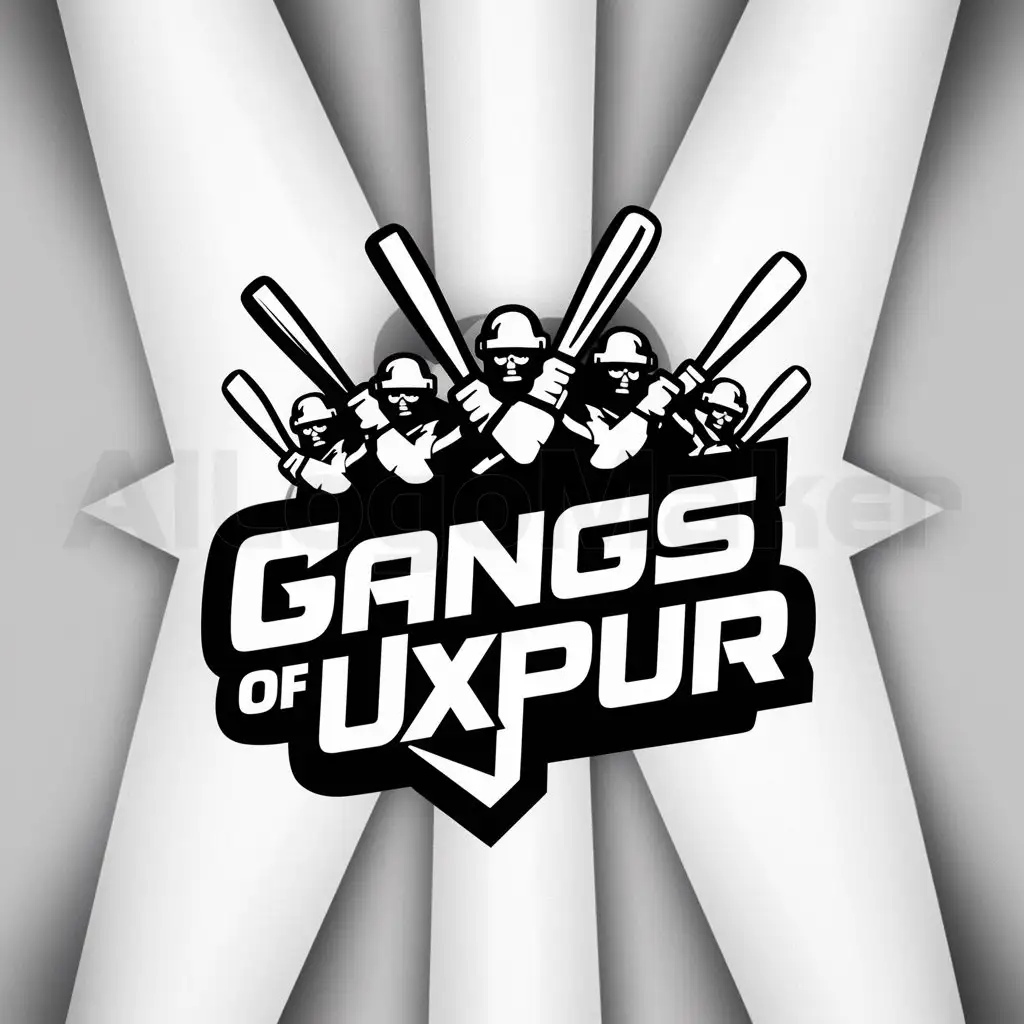 a logo design,with the text "Gangs of UXPUR", main symbol:LOGO Design For Cricket Dynamic Display of 5 BatWielding Cricketers with Gangs of UXPUR Typography on a Striking white Background,Moderate,be used in Others industry,clear background