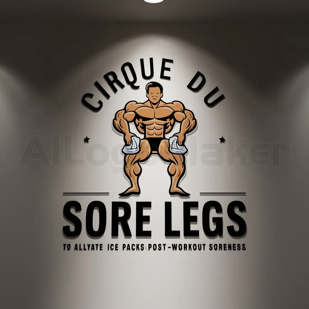 LOGO-Design-for-Cirque-du-Sore-Legs-Muscular-Man-with-Ice-Packs-on-Quads-Clear-Background