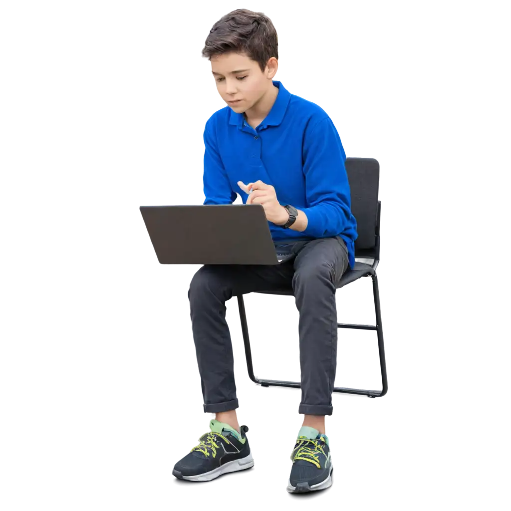 a boy learning online